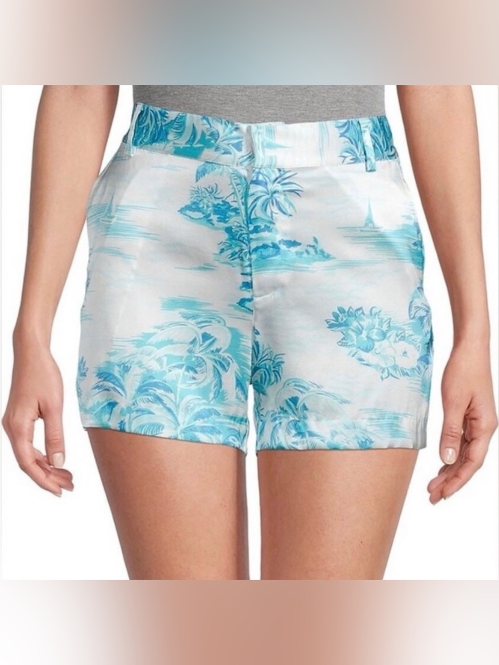 Women's Blue Floral Print Bermuda Shorts
